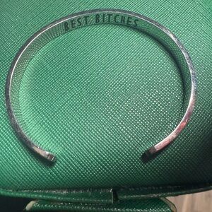 Silver Tone Engraved “Best Bitches” Cuff Bracelet‎
